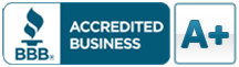 BBB accredited business logo with an A+ rating